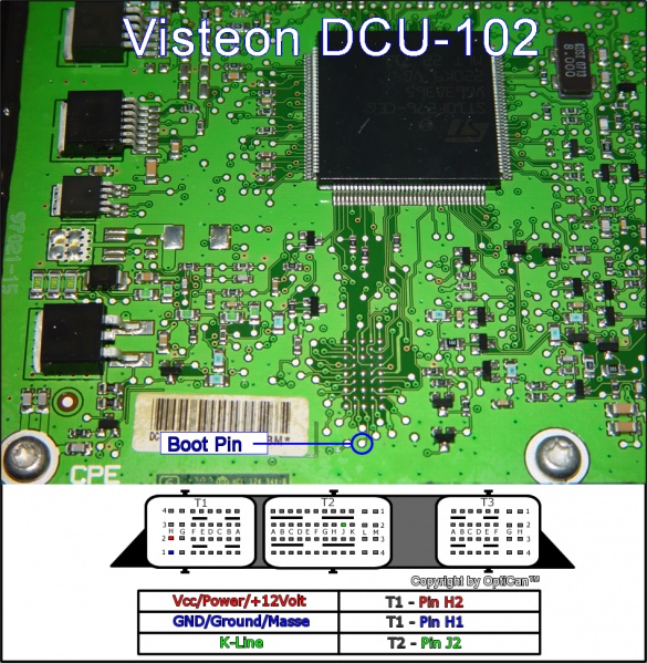 Visteon DCU 102 (Citroen) pinout diagram 1